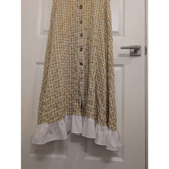 Floral Garden Midi Dress with Peter Pan Collar - Yellow Gingham - Picture 4 of 9